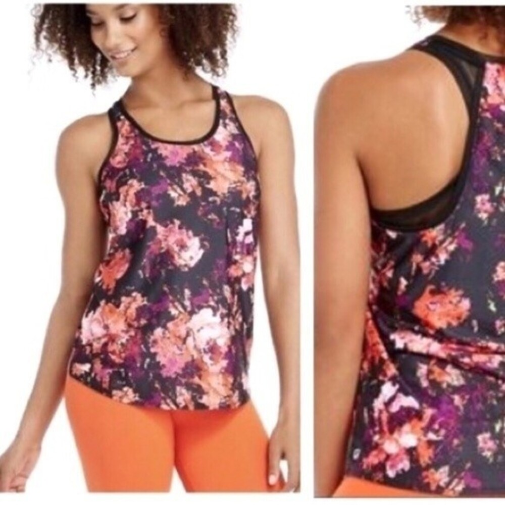 Fabletics Mosa Red And Black Floral Tank XS NWOT